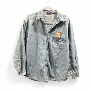 Women's Disney POOH denim shirt with tigger embroidered by Disney size M (m4)